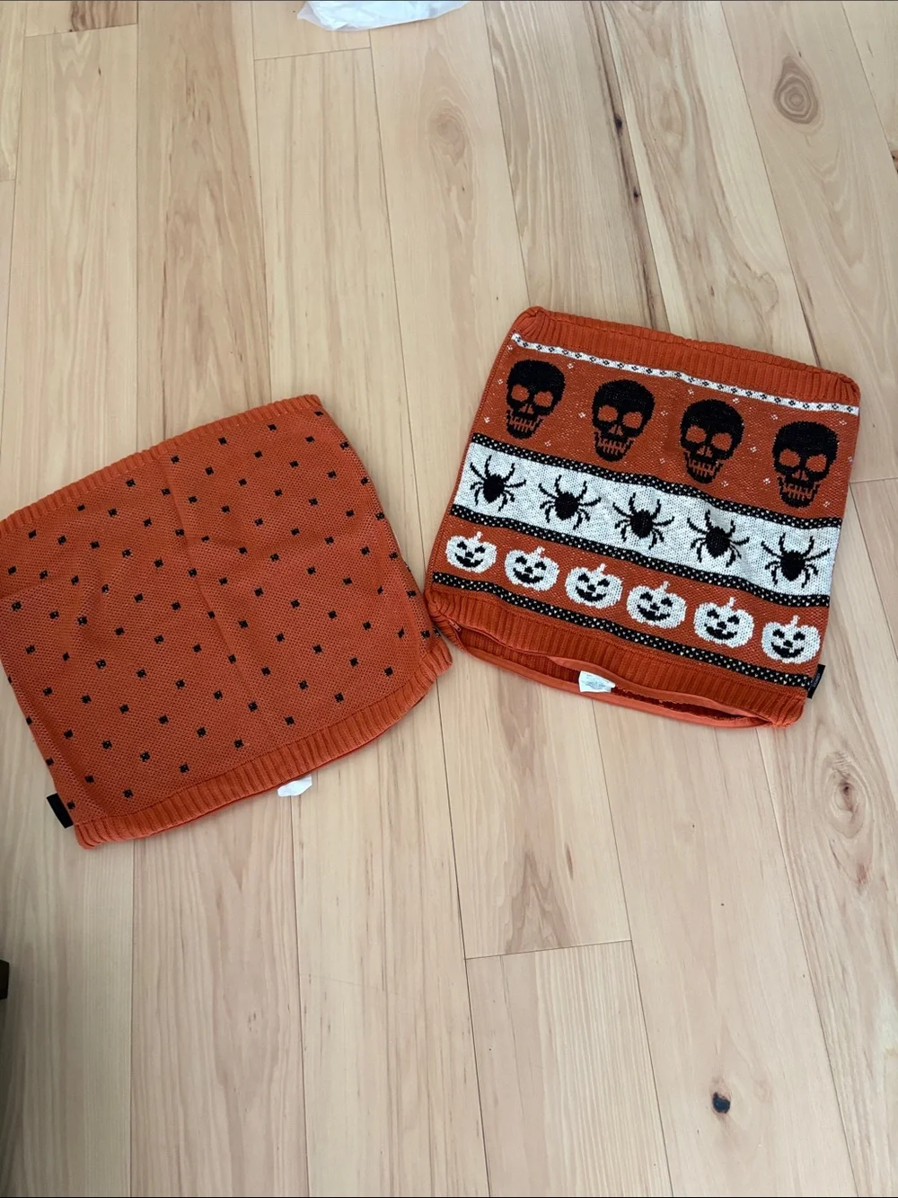 NWOT 2 Halloween Orange Knit Decorative Pillow Cases pure cotton 20x20 Inches